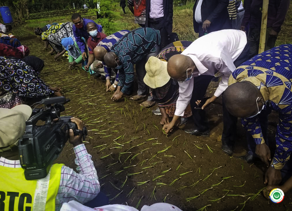 Le Président de la République à la rencontre du monde rural mohélien : les femmes agricultrices de Miringoni